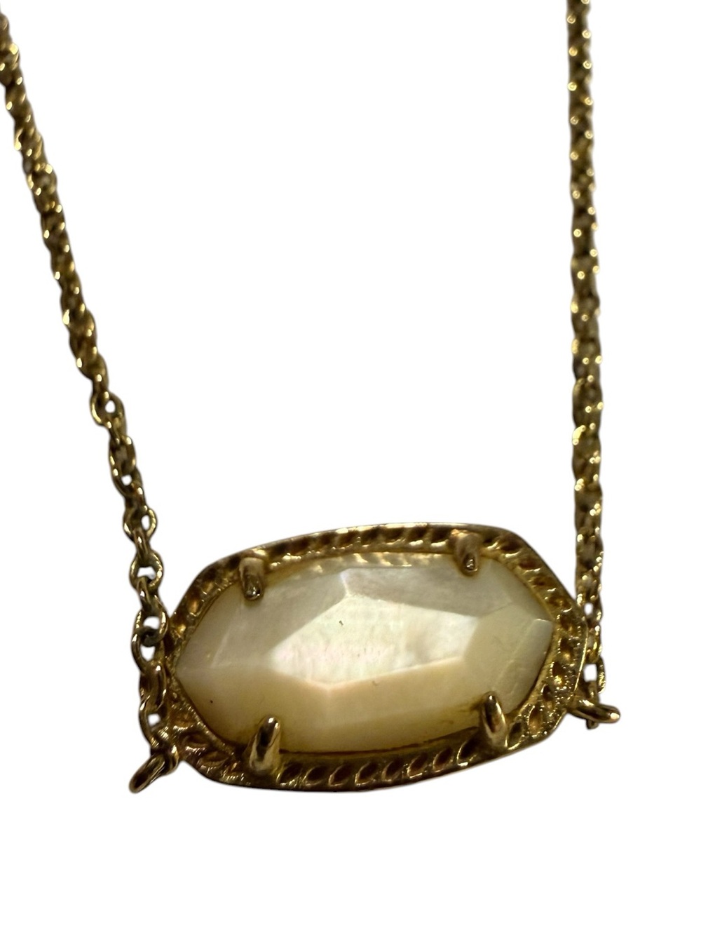 Kendra Scott Gold Necklace with White Faceted Stone - Picture 4 of 8